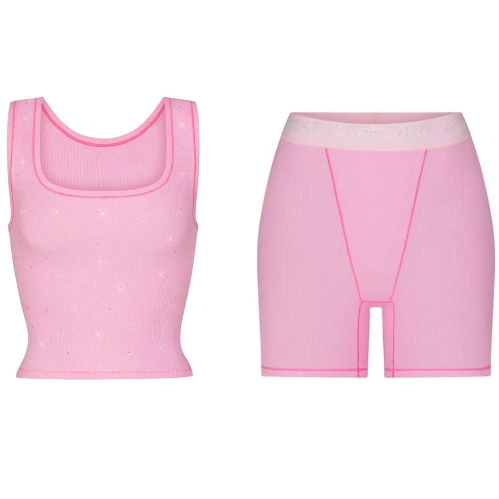 SWAROVSKI X SKIMS SET COTTON RIB BOXER & TOP